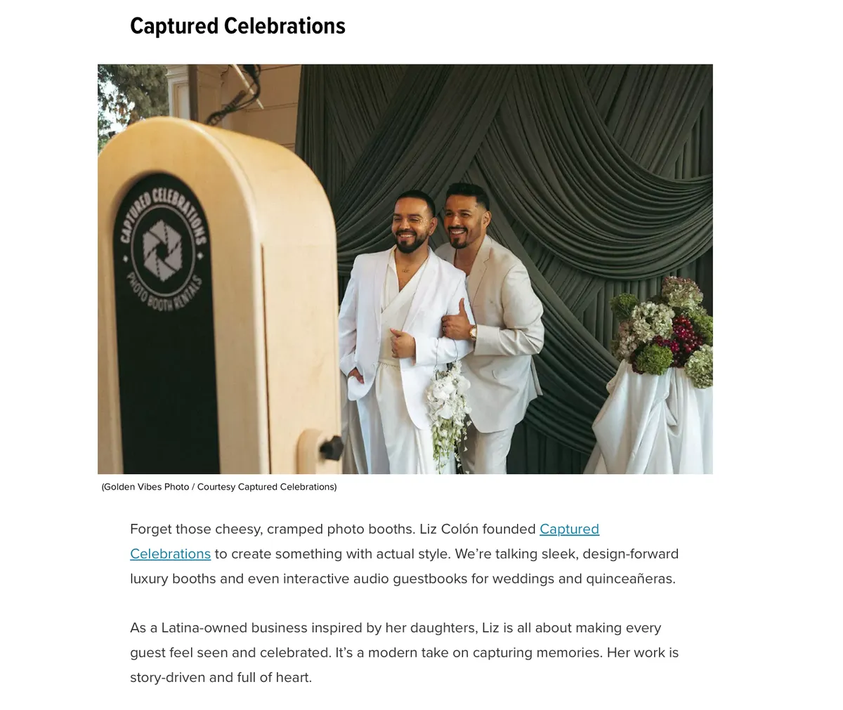 Featured in LA Times: Our Wedding Industry Journey — Captured Celebrations Los Angeles photo booth blog