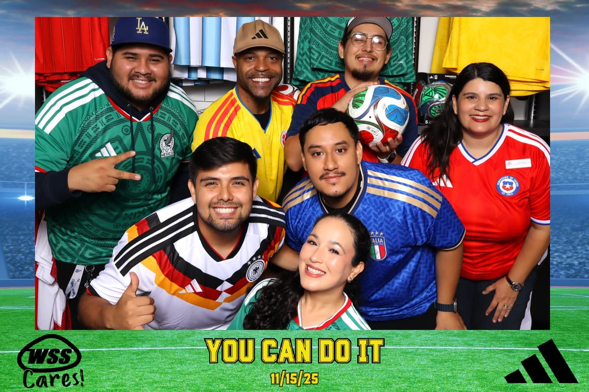 WSS Cares x Adidas soccer event photo booth activation with branded template