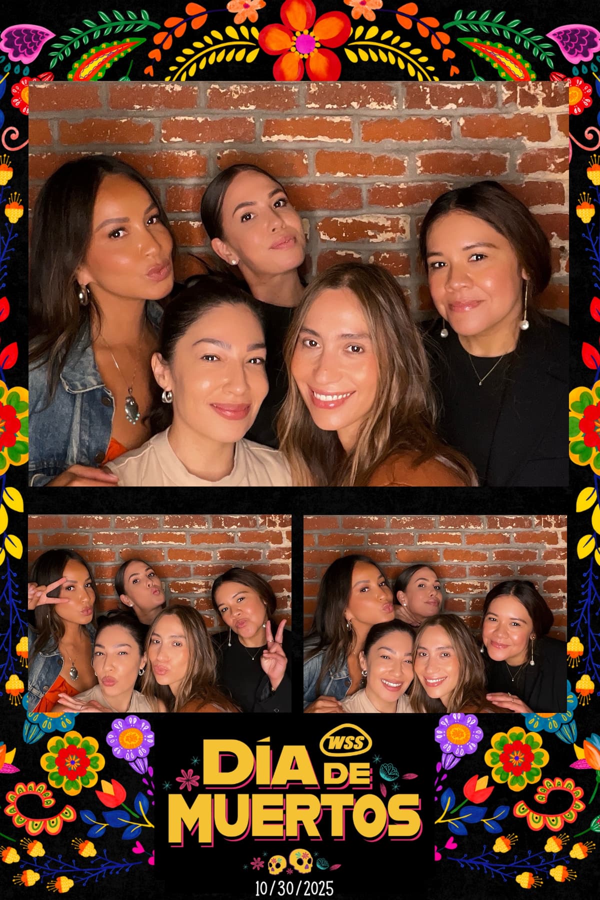 WSS Día de Muertos celebration photo booth with custom cultural template featuring traditional flower and skull motifs