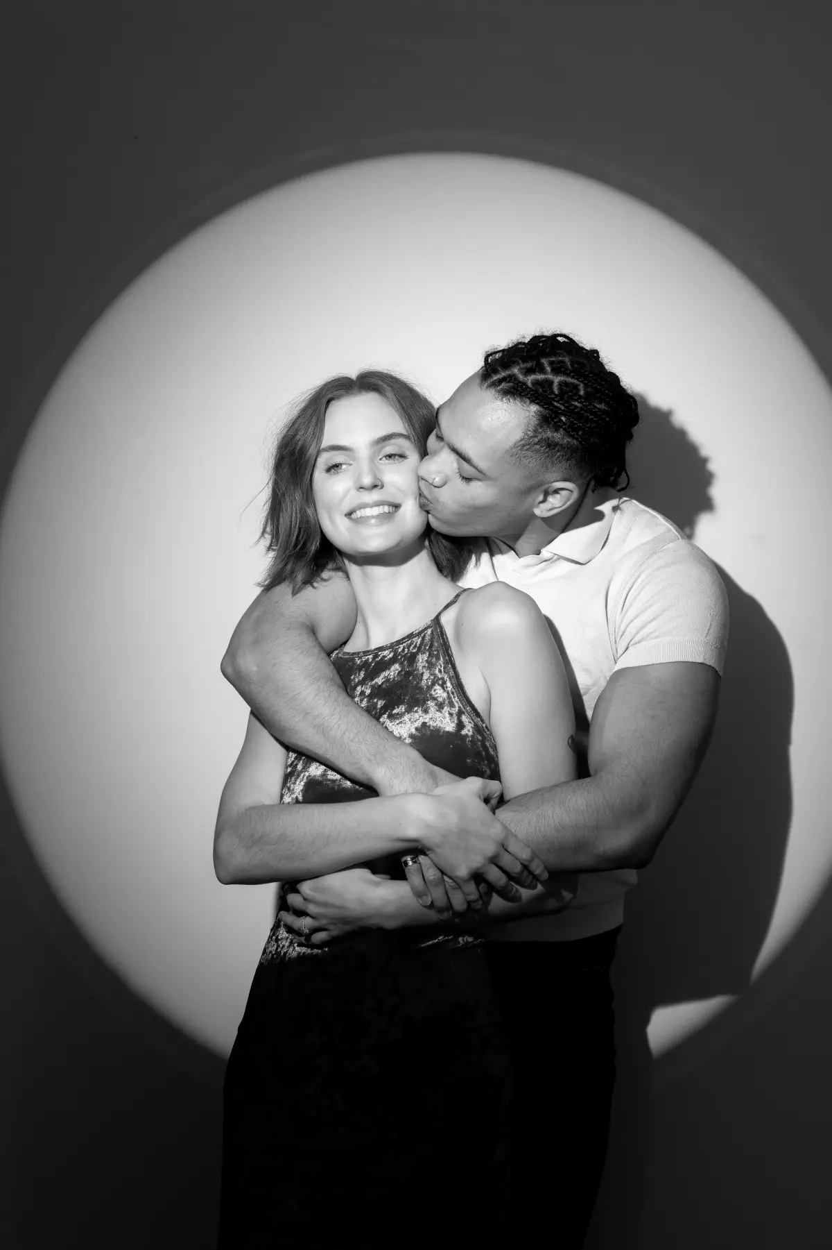 Spotlight photo booth black and white portrait Los Angeles