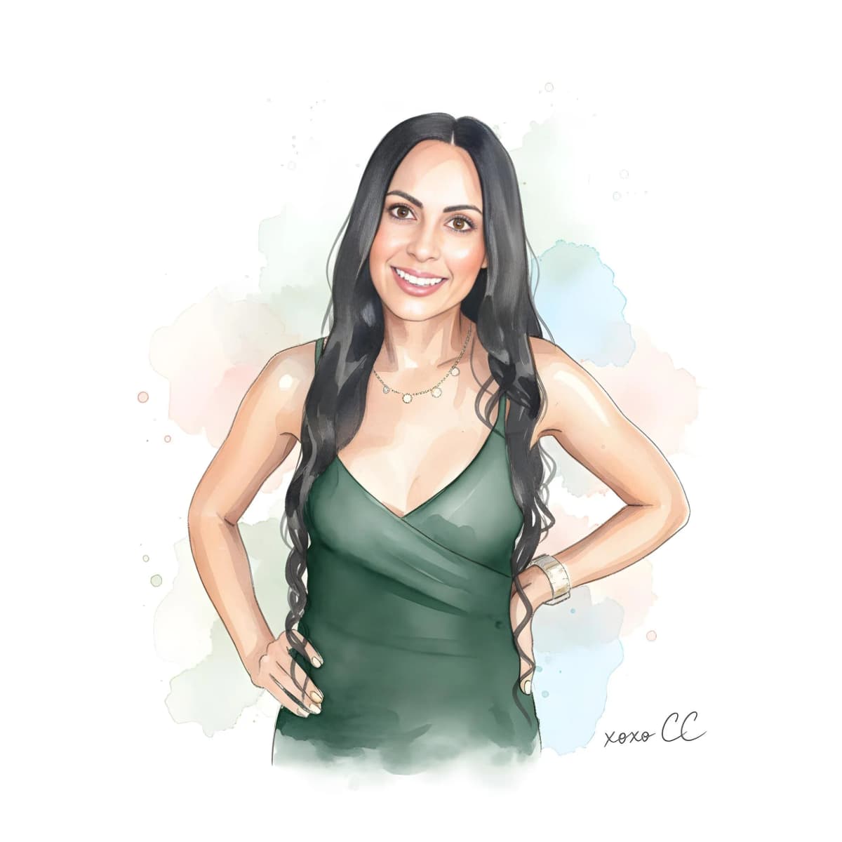 AI watercolor styled portrait Los Angeles photo booth