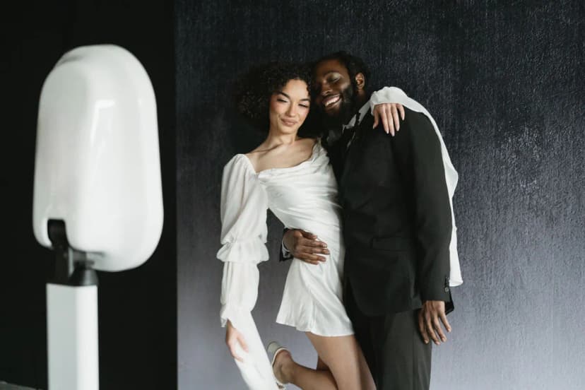 Group photo at open air photo booth rental in Los Angeles — Captured Celebrations