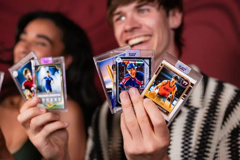 Guests showing custom trading cards at LA birthday party — Captured Celebrations