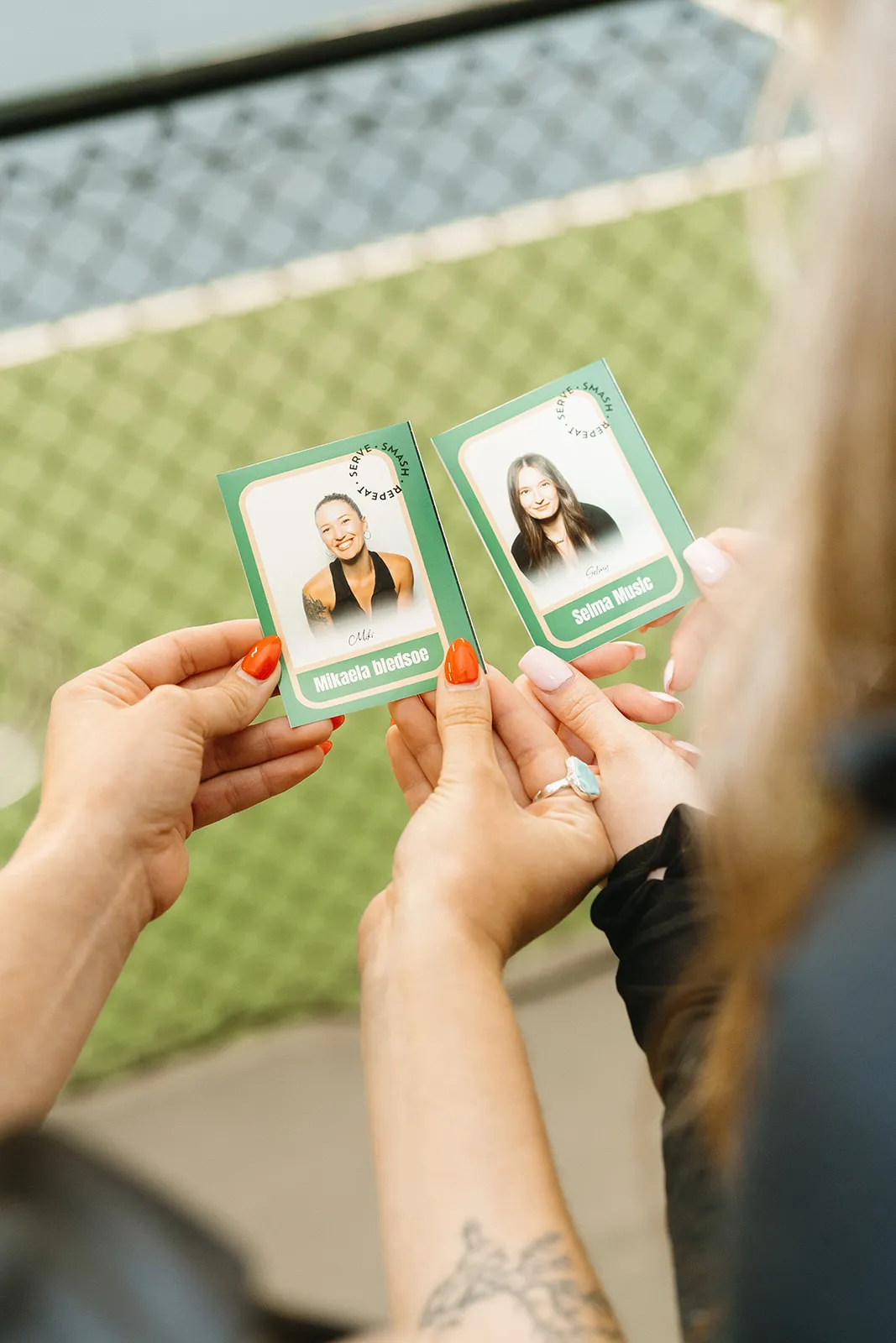 Custom soft sleeve trading cards held up at Los Angeles event — Captured Celebrations photo booth