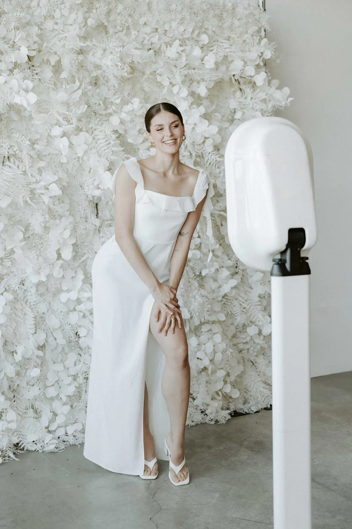 Guest at an open air photo booth in Los Angeles