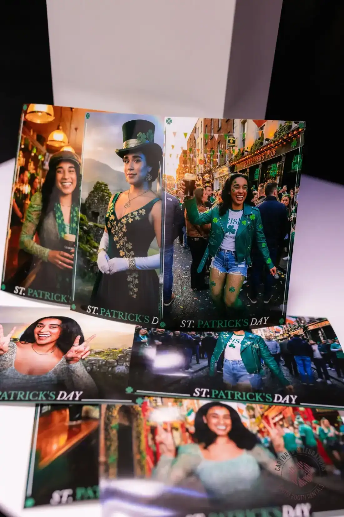 AI photo booth prints on display at a Los Angeles event