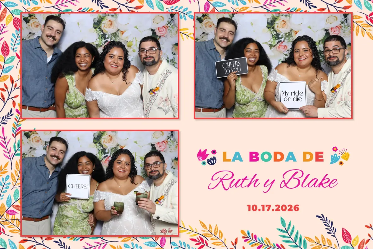 Bride with friends holding Cheers to you and My ride or die signs at the Chloe's photo booth in Los Angeles