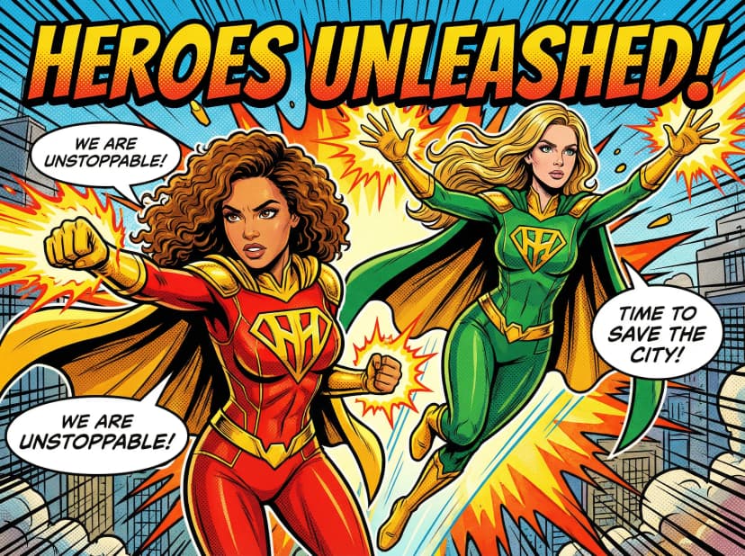 Comic book superhero AI photo booth theme in Los Angeles