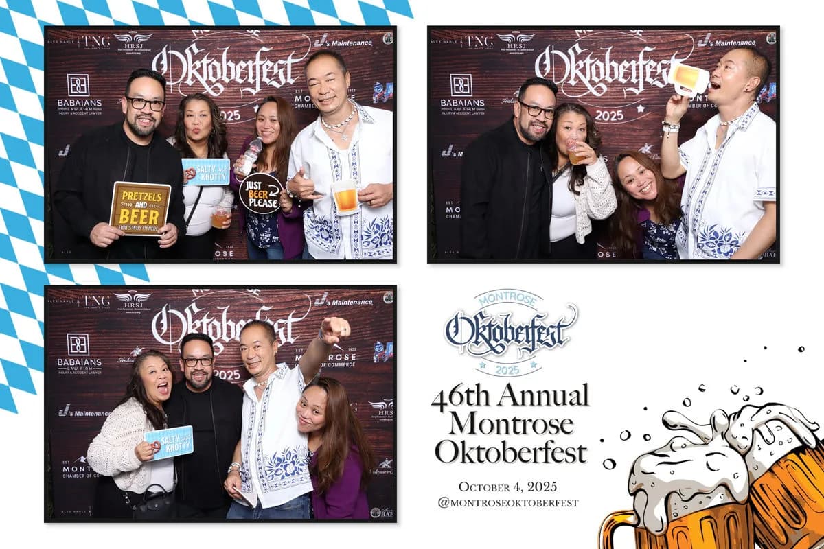 Photo booth props and Bavarian-themed accessories at Montrose Oktoberfest near Los Angeles California