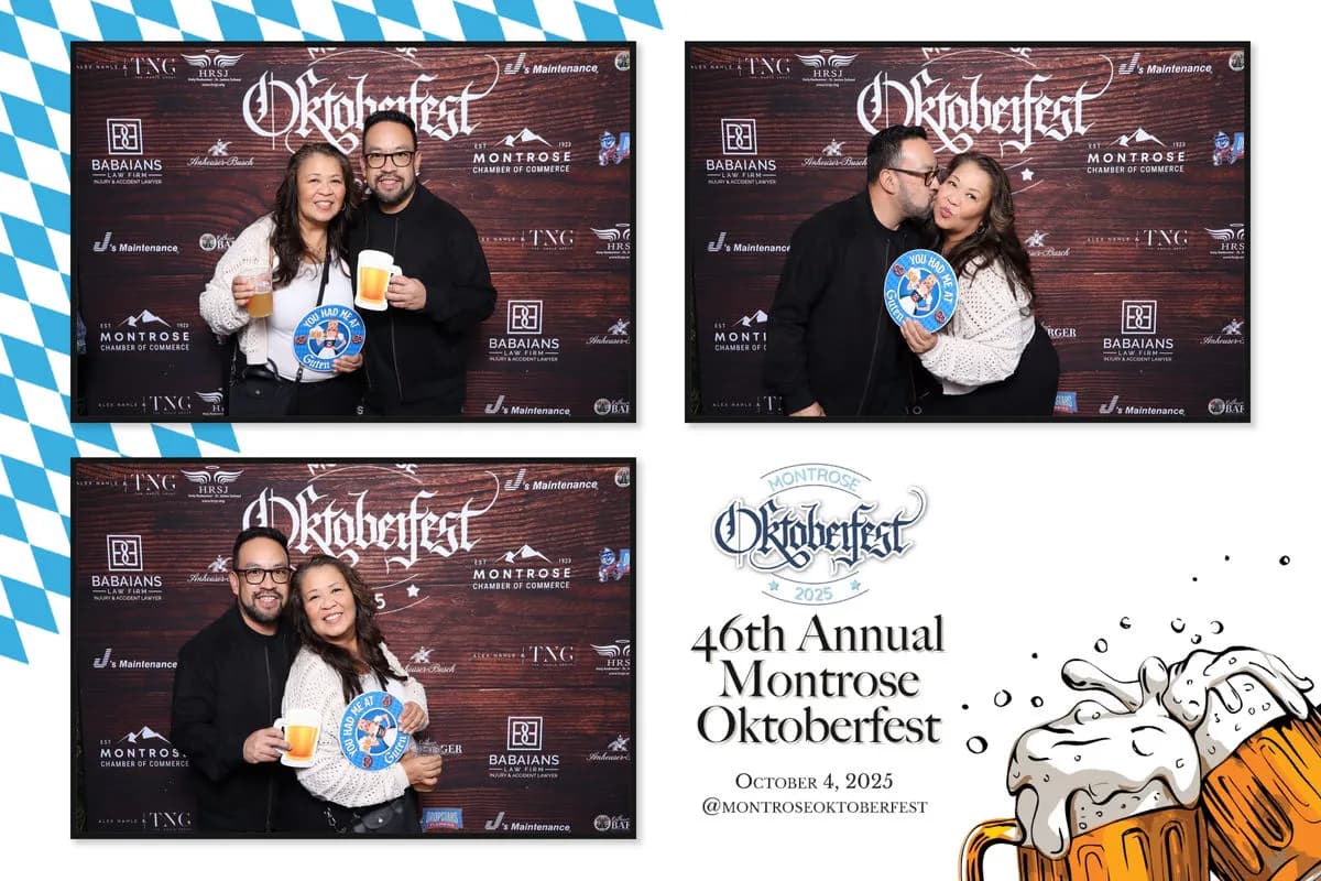 Kids and parents having fun at the Captured Celebrations booth during Montrose Oktoberfest near Los Angeles
