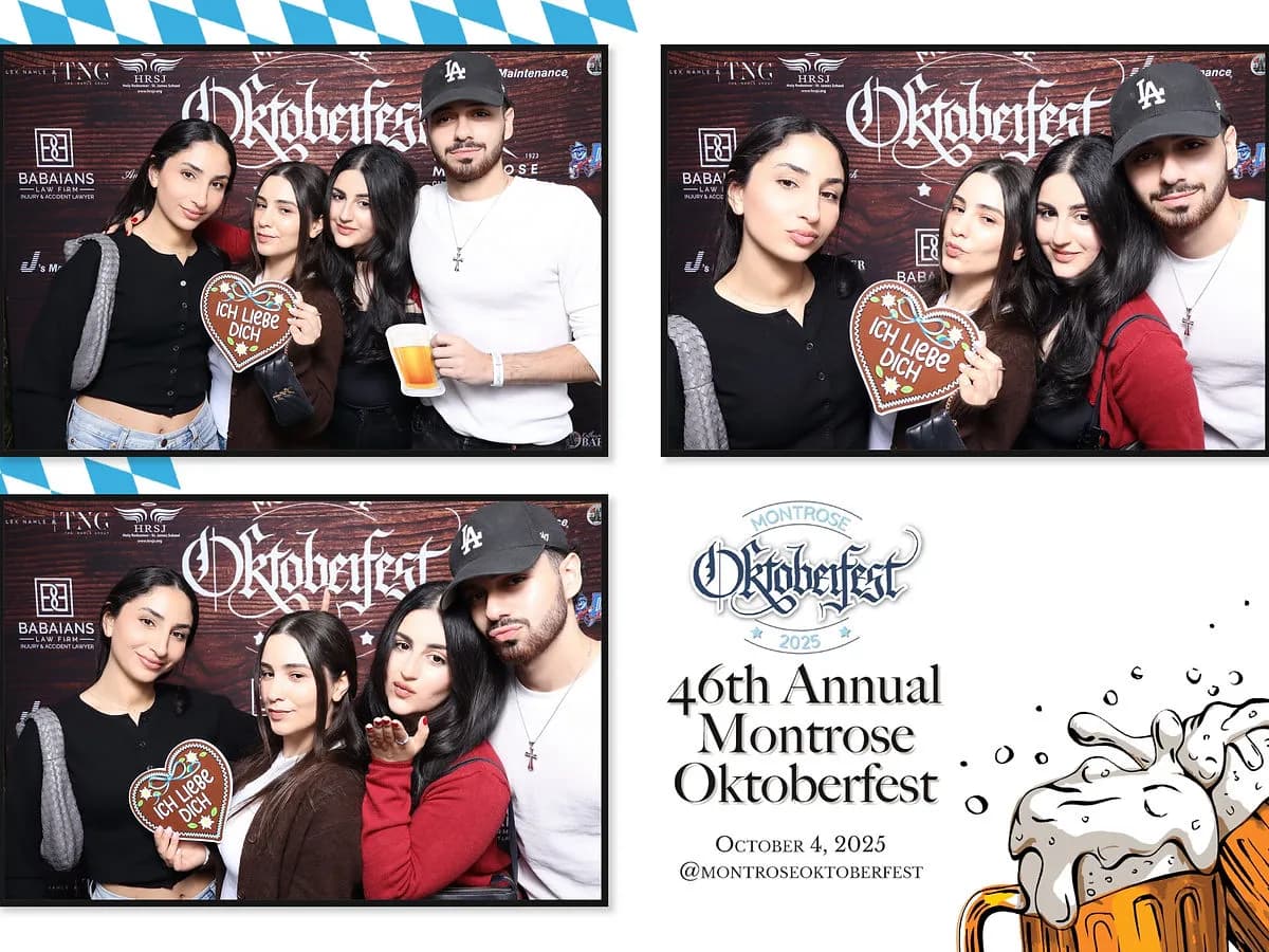 Bavarian-themed photo booth fun at Montrose Oktoberfest community festival near Los Angeles