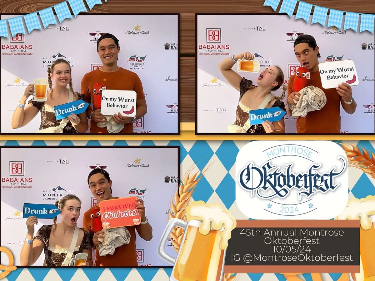 Sponsor-integrated photo booth experience at Montrose Oktoberfest in the Los Angeles foothills community