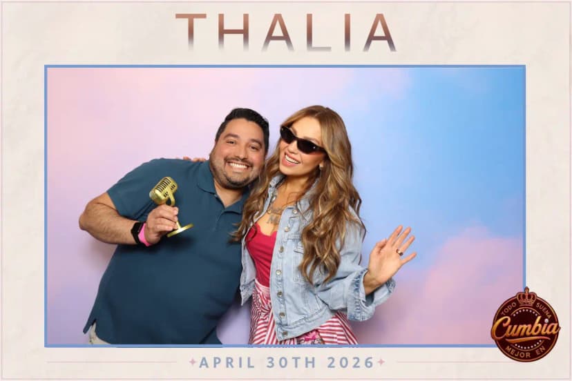 Thalia meets a fan at the Captured Celebrations photo booth at Barnes & Noble The Grove Los Angeles
