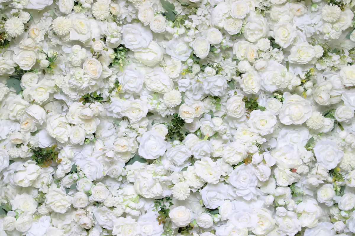 White floral wall backdrop