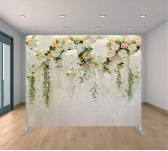 Elegant floral backdrop for wedding photos