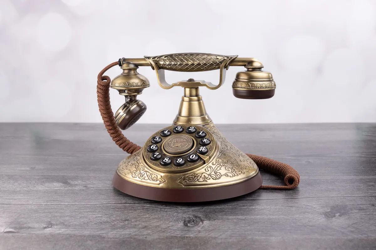 Antique rotary phone, ornate details