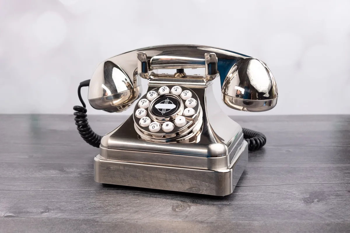 Classic silver rotary phone