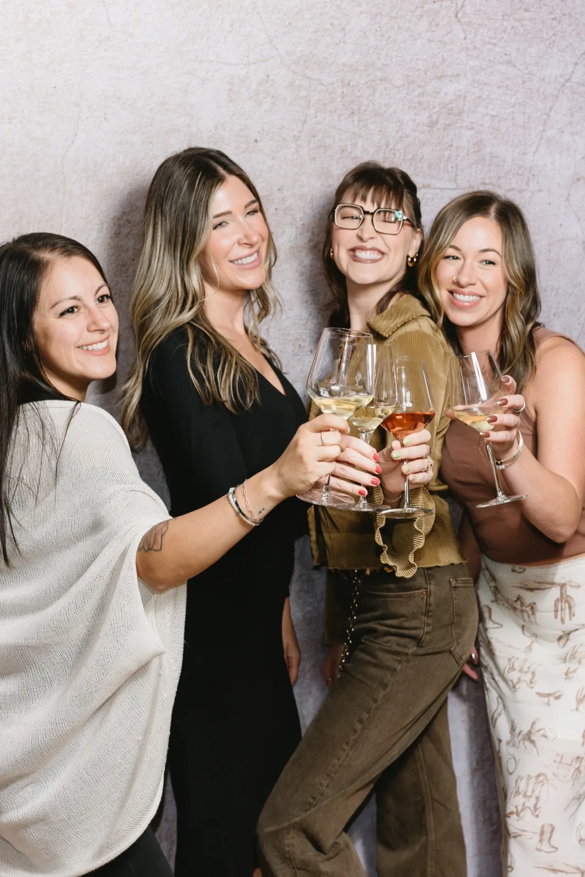 Dinner party themed photo booth with elegant styling at a private event