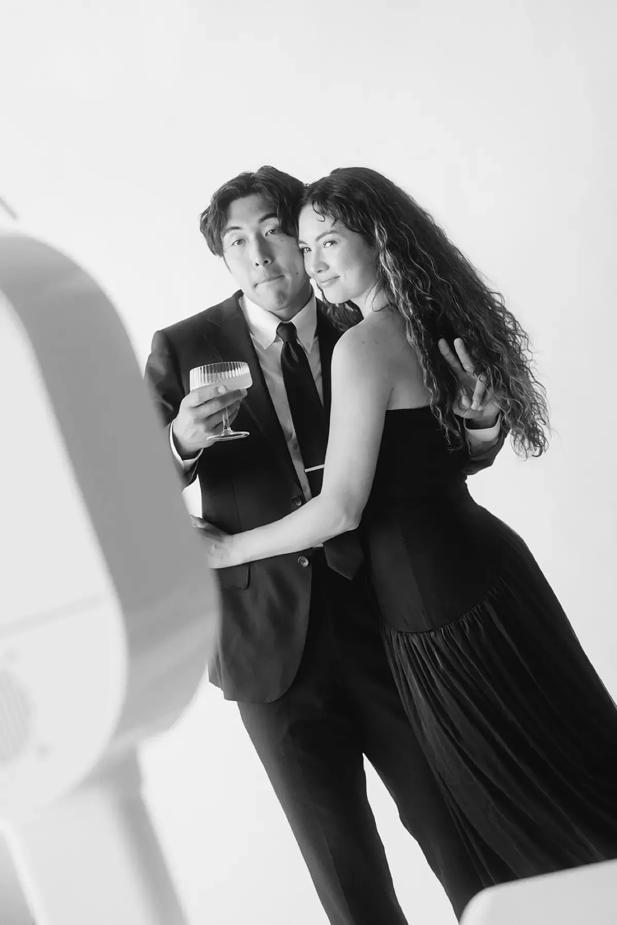 Black and white glamour portrait at a Los Angeles wedding