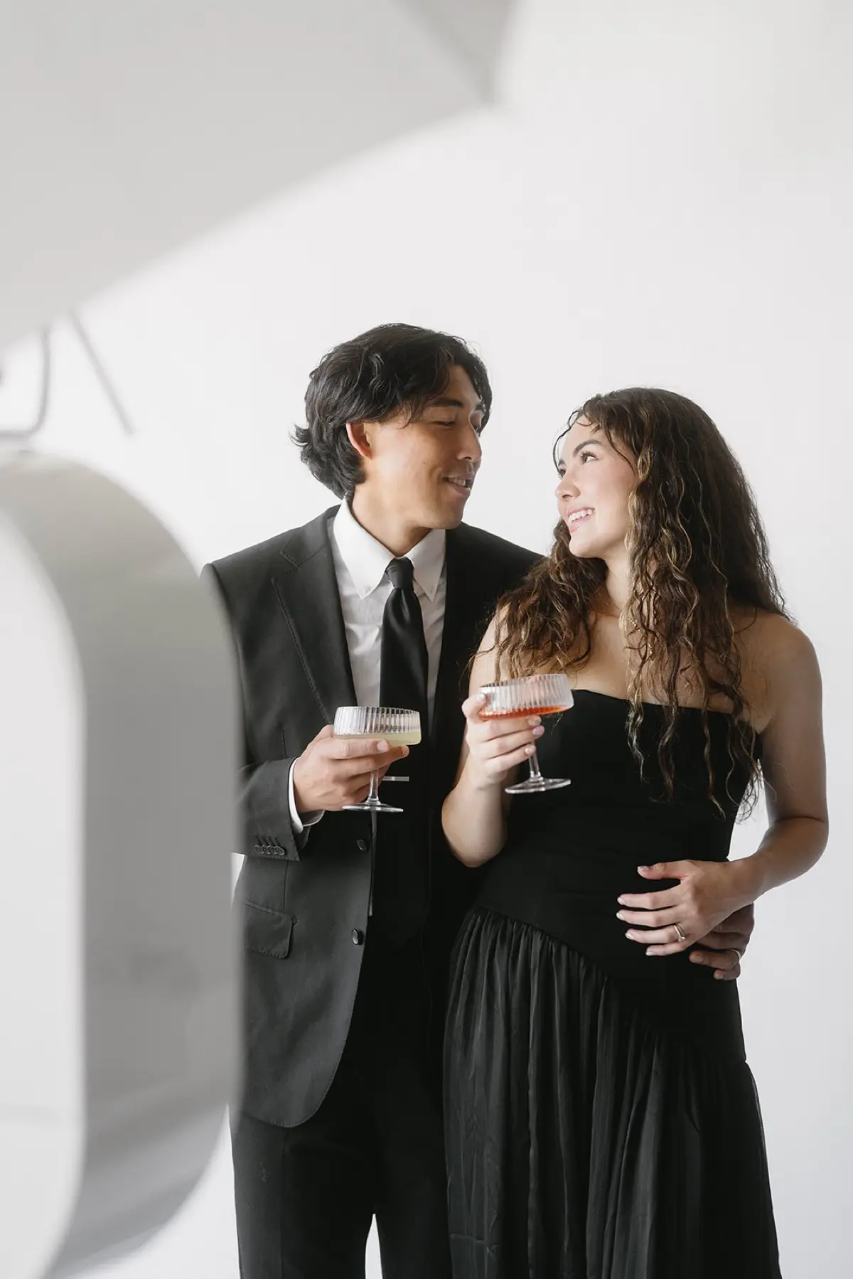 Glam photo booth portrait at an elegant Los Angeles wedding