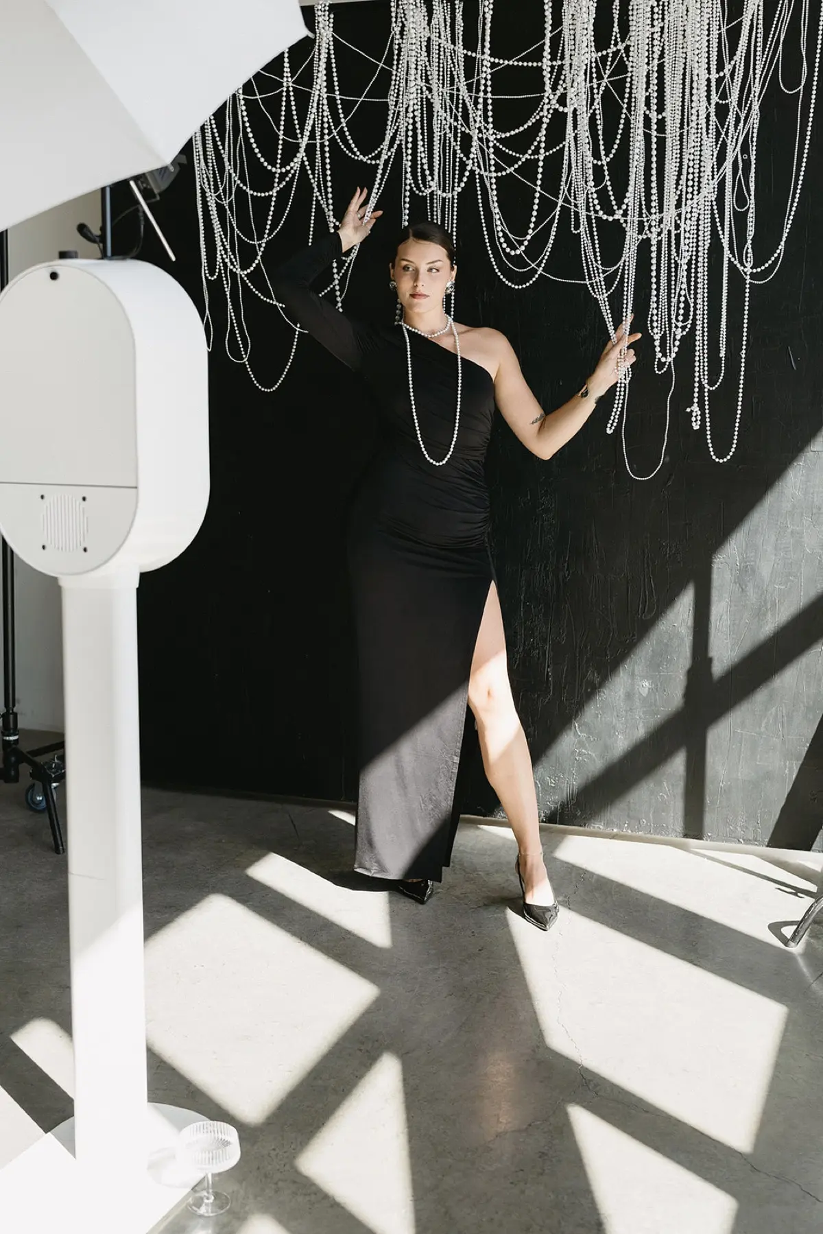 Pearl elegant photo booth rental with sophisticated styling for upscale celebrations