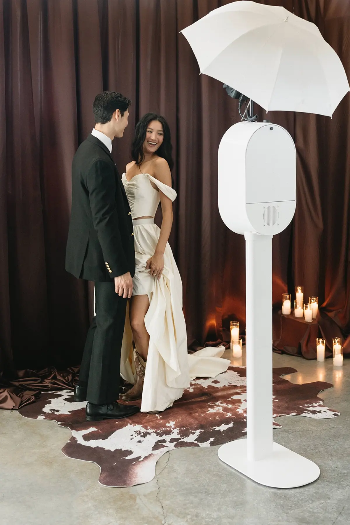 Guests at a western-themed photo booth event in Los Angeles