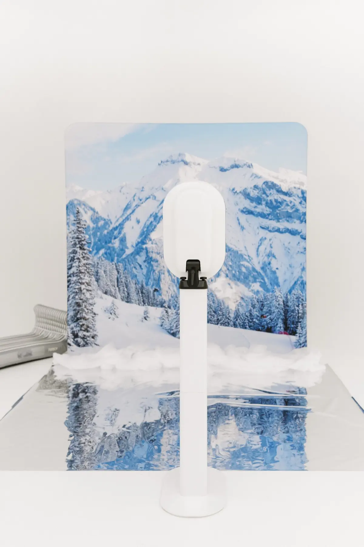 Winter apres ski open-air photo booth setup for a festive seasonal celebration